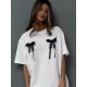 Summer Three-Dimensional Bow Lace Decorative Chic Simple Style Casual Short-Sleeved T-Shirt