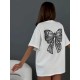 Summer Three-Dimensional Bow Lace Decorative Chic Simple Style Casual Short-Sleeved T-Shirt
