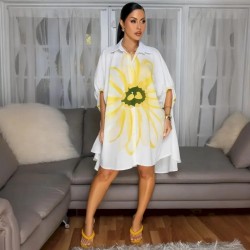 Women Casual Fashion Floral Printed Shirt Cardigan Dress