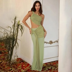 Women Fashion Sexy Solid Color Backless Tank Top Slim Fit Skirt Two-Piece Set