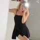 Women Fashion Sexy Solid Color Spaghetti Strap Backless Slim Fit Dress
