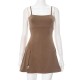 Women Fashion Sexy Solid Color Spaghetti Strap Backless Slim Fit Dress