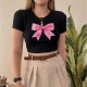 Street Women Fashion Bow Crop Top Tee