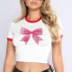 Street Women Fashion Bow Crop Top Tee