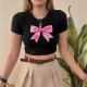 Street Women Fashion Bow Crop Top Tee