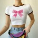 Street Women Fashion Bow Crop Top Tee
