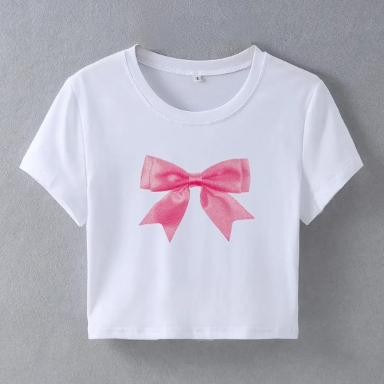 Street Women Fashion Bow Crop Top Tee