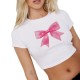 Street Women Fashion Bow Crop Top Tee