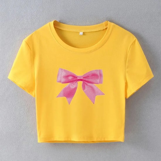 Street Women Fashion Bow Crop Top Tee