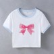 Street Women Fashion Bow Crop Top Tee