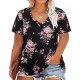 Women Casual Plus Size Printed V-Neck Short-Sleeve T-Shirt