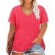 Women Casual Plus Size Printed V-Neck Short-Sleeve T-Shirt