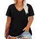 Women Casual Plus Size Printed V-Neck Short-Sleeve T-Shirt