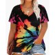 Women Casual Plus Size Printed V-Neck Short-Sleeve T-Shirt