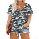 Women Casual Plus Size Printed V-Neck Short-Sleeve T-Shirt