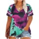 Women Casual Plus Size Printed V-Neck Short-Sleeve T-Shirt