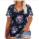 Women Casual Plus Size Printed V-Neck Short-Sleeve T-Shirt