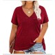Women Casual Plus Size Printed V-Neck Short-Sleeve T-Shirt