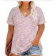 Women Casual Plus Size Printed V-Neck Short-Sleeve T-Shirt