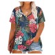 Women Casual Plus Size Printed V-Neck Short-Sleeve T-Shirt
