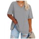Women Casual Plus Size Printed V-Neck Short-Sleeve T-Shirt