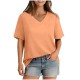 Women Casual Plus Size Printed V-Neck Short-Sleeve T-Shirt