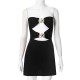 Women Fashion Sexy Metal Starfish Buckle Hollow-Out Tube Top Slim Fit Dress