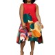 Women Fashion Casual Plus Size Printed Round Neck Sleeveless Loose Dress