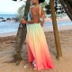 Women Fashion Sexy Gradient Halter-Neck Backless Lace-Up Loose Dress