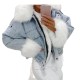 Women Winter Plush Collar Denim Jacket