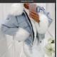 Women Winter Plush Collar Denim Jacket