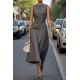 Women Fashion Casual Solid Color Round Neck Sleeveless Dress