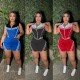 Women Casual Stripe Stitching Colored Sleeveless Stretch Slim-Fit Top Shorts Two-Piece Set