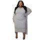 Women Fashion Plus Size Solid Color Sleeveless Tight Dress Long-Sleeve Coat Two-Piece Set