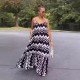 Women Fashion Casual Plus Size Printed Spaghetti Strap Backless Loose Dress
