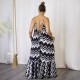 Women Fashion Casual Plus Size Printed Spaghetti Strap Backless Loose Dress
