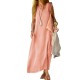 Women Fashion Casual Plus Size Solid Color Cotton And Linen Sleeveless Loose Dress