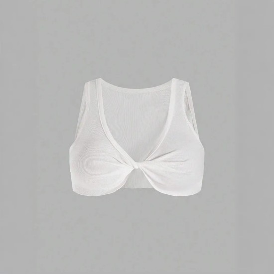 Sexy Women Solid Color Knotted Crop Top