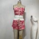 Women Fashion Sexy Camouflage Tube Top Drawstring Shorts Two-Piece Set