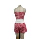 Women Fashion Sexy Camouflage Tube Top Drawstring Shorts Two-Piece Set
