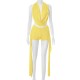 Women Sexy Solid Color Halter Top And Shorts Two-Piece Set